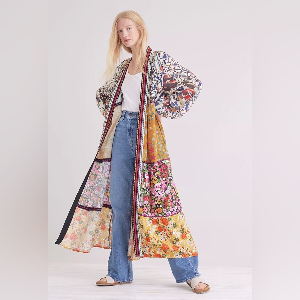 Anthropologie Conditions Apply Retro Floral Tiered KimonoOne Size